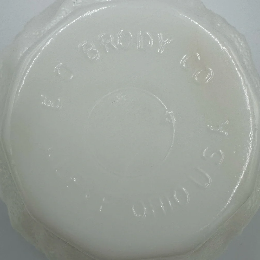 Vintage MCM E O Brody Milk Glass Crinkle Opaque Glass Bowl/Planter